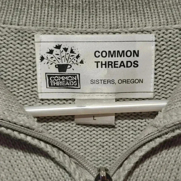 Common Threads NWOT Full Zip Large Sweater Heavy Thick Knitted Heather Gray - Picture 5 of 7